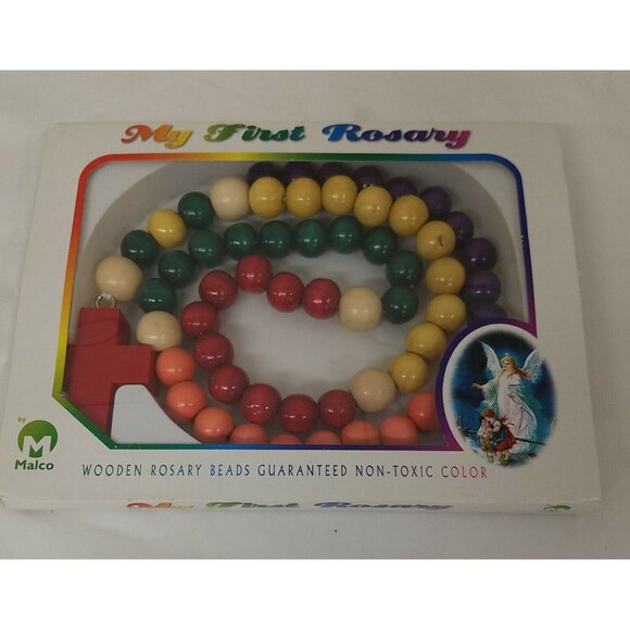 Malco My First Rosary Wooden Rosary Beads Multi-color Rainbow - Picture 1 of 4